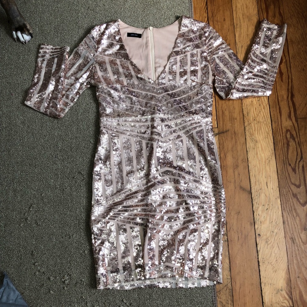 Sequined long sleeved mini dress!